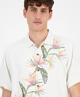 Tommy Bahama Men's Short-Sleeve Across Paradise Embroidered Leaves Silk Button-Down Shirt