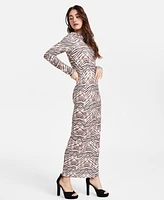 Bar Iii Women's Printed Knit Crepe Side-Slit Maxi Skirt, Exclusively at Macy's