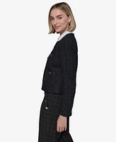 Karl Lagerfeld Paris Women's Bow-Trim Tweed Jacket