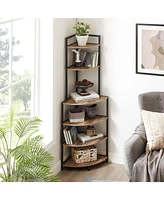 Slickblue 6-Tier Corner Open Shelf Modern Bookcase - Wood Rack Shelving Unit for Home and Office