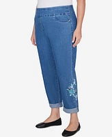 Alfred Dunner Plus Lake Victoria Embroidered Super Stretch Ankle Jean