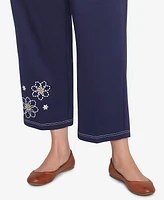 Alfred Dunner Plus Size Block Island French Terry Daisy Ankle Pants