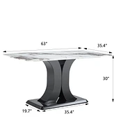 Streamdale Furniture Luxurious Faux Marble Dining Table with Modern X-Shaped Base