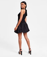 Bar Iii Women's Mixed Media Sleeveless Bubble-Hem Dress, Exclusively at Macy's