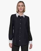 Karl Lagerfeld Paris Women's Pintucked Blouse