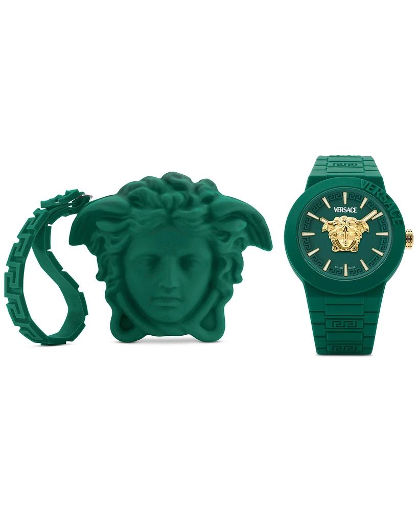 Versace Men's Swiss V-Pop Green Silicone Strap Watch 43mm