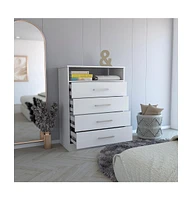 Depot E-Shop Kairo Dresser, Four Drawers, One Shelf, Superior Top, White