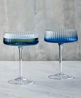 Anton Studio Designs Empire Blue Champagne Coupes, Set of 2