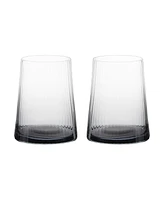 Anton Studio Designs Empire Double Old Fashioned Tumblers Smoke, Set of 2