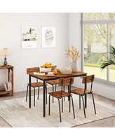 Streamdale Furniture 5-Piece Industrial Style Dining Set, Rustic Brown