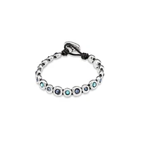 UNOde50 Sterling Silver Murano Crystal Leather Bracelet