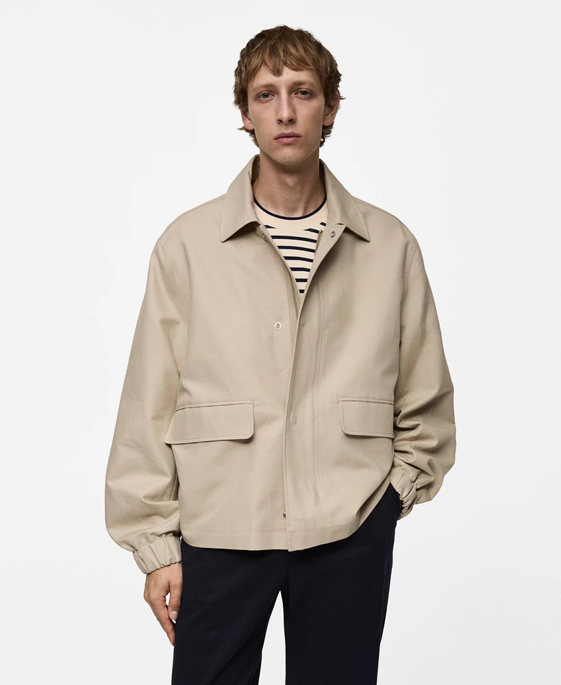 Mango Men's Pockets Detail Oversized Cotton Jacket