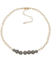 Karl Lagerfeld Paris Two-Tone Crystal Pave Disco Ball Collar Necklace, 16" + 3" extender