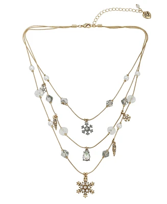 Betsey Johnson Faux Stone Snowflake Layered Necklace