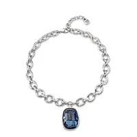 UNOde50 Sterling Silver and Blue Crystal Necklace