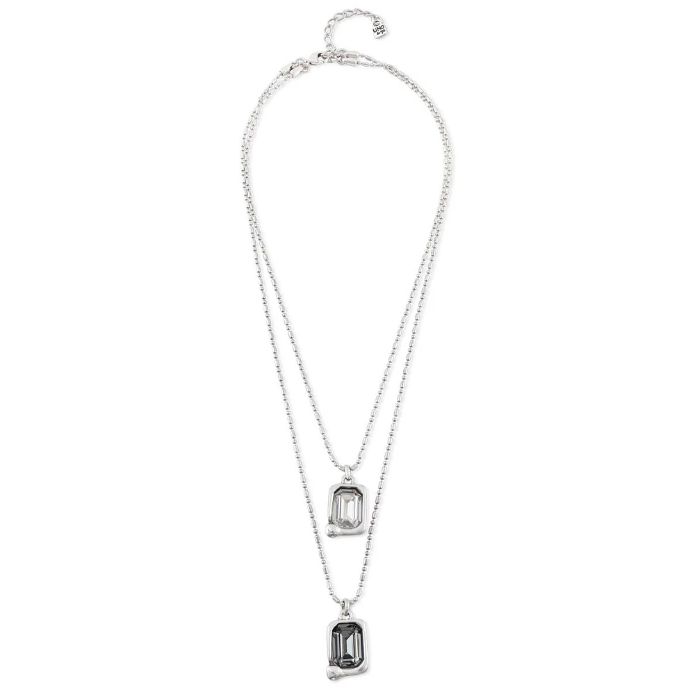 UNOde50 Sterling Silver Charms Necklace with Faceted Crystal