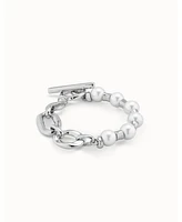 UNOde50 Different Links and Cultivated Pearl Metal Alloy Bracelet