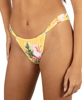 Hurley Juniors' Malia Rib-Front Cheeky Bikini Bottoms