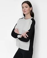 Dkny Women's Colorblocked Zip-Trim Sweater