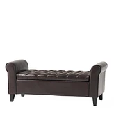 Streamdale Furniture Contemporary Diamond Tufted Storage Ottoman with Rolled Arms