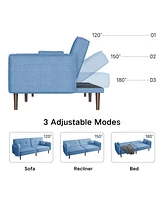 Streamdale Furniture Living Room Bedroom Leisure Futon Sofa Bed In Fabric With Solid Wood Leg