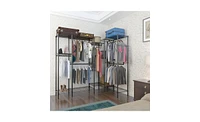 Slickblue Metal Closet Organizer Garment Rack with Portable Clothes Hanger and Home Shelf for Versatile Storage