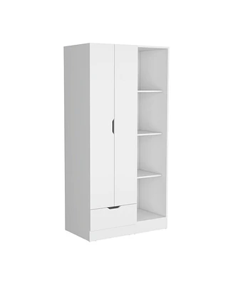 Toccoa Armoire with 1-Drawer and 4-Tier Open Shelves, White