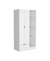 Depot E-Shop Toccoa Armoire with 1-Drawer and 4-Tier Open Shelves, White