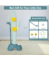 Gouun 3-in-1 Cactus Toy Stand Sports Activity Center with Golf and Ring-Toss