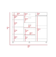 Milano Double Door Cabinet Dresser, Two Drawers, Four Interior Shelves, Rod, Black