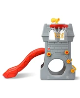 Gouun 5 in 1 Toddler Climber Slide Playset with Basketball Hoop and Telescope