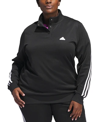 adidas Plus 3-Stripes Snap-Collar Track Top