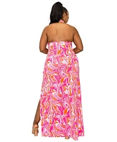 L I V D Plus Vortico Halter Neck Slit Dress