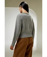 Lilysilk Women's Braided Collar Wool and Cashmere Blend Sweater