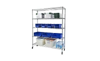 Slickblue 5-Tier Nsf Heavy Duty Adjustable Storage Metal Rack with Wheels & Shelf Liners - Chrome