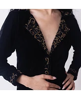 Raas Women's Black Velvet Embellished Blazer Dress