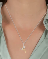 Disney Enchanted Vault Diamond Tinker Bell 18" Pendant Necklace (1/10 ct. t.w.) in Sterling Silver and 14k Gold