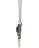 Disney Enchanted Vault Onyx & Black Diamond (1/10 ct. t.w.) Ursula Pendant in Necklace Black Rhodium-Plated Sterling Silver & 14k Gold, 16" + 2" exten