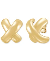 Polished Large Bold X Stud Earrings in 14k Gold-Plated Sterling Silver