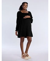 Motherhood Maternity Smocked Babydoll Long Sleeve Mini Dress
