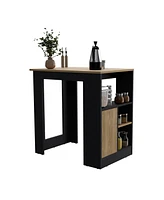 Masset Kitchen Island 36" H, Three Open Side Storage Shelves and One Push-to-Open Cabinet