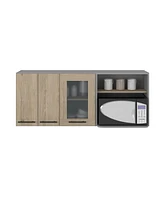 Depot E-Shop Blade Wall Cabinet, Rack, Glass Cabinet, Double Door, Light Pine