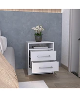 Depot E-Shop Leyva Nightstand with 2 Drawers and 1 Shelf, White