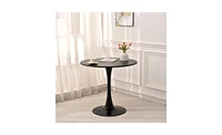 Slickblue 31.5" Round Mid-Century Black Tulip Dining Table for Modern Spaces