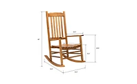 Slickblue Square Wooden Rocking Chair with Wavy Backboard, Elegant White Finish for Indoor Relaxation