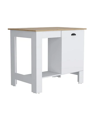 Caddo Kitchen Island 35" H, One Storage Cabinet with Door, Two Internal Shelves, One Open storage Shelf