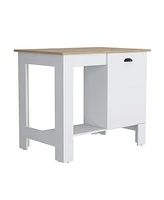 Depot E-Shop Caddo Kitchen Island 35" H, One Storage Cabinet with Door, Two Internal Shelves, One Open storage Shelf