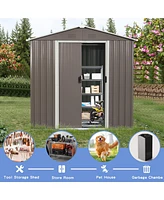 Slickblue 8ft x 4ft Outdoor Metal Storage Shed – Durable Garden Storage Solution