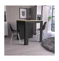 Milos Kitchen Island Table, Two Legs, Three Side Shelves, White / Pine
