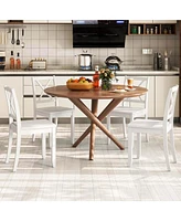 Dining Chair Set of 2 Kitchen Side Chairs with Rubber Wood Legs & Cross Back